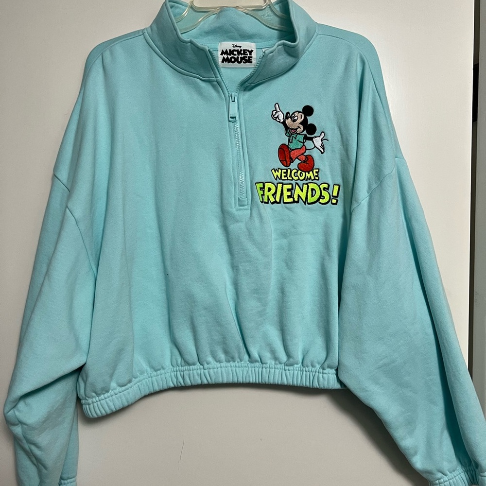 Disney Mickey Mouse Light Blue Cropped Pullover